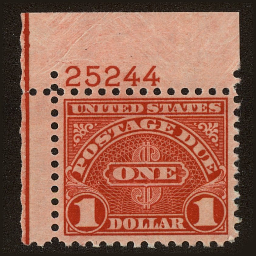 Front view of United States J87 collectors stamp