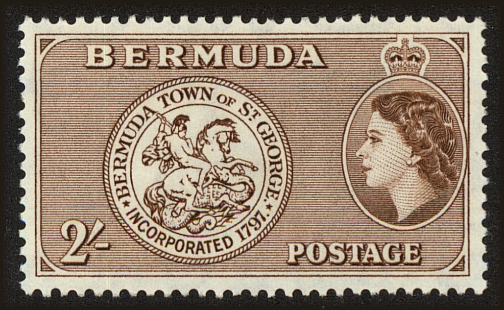 Front view of Bermuda 158 collectors stamp