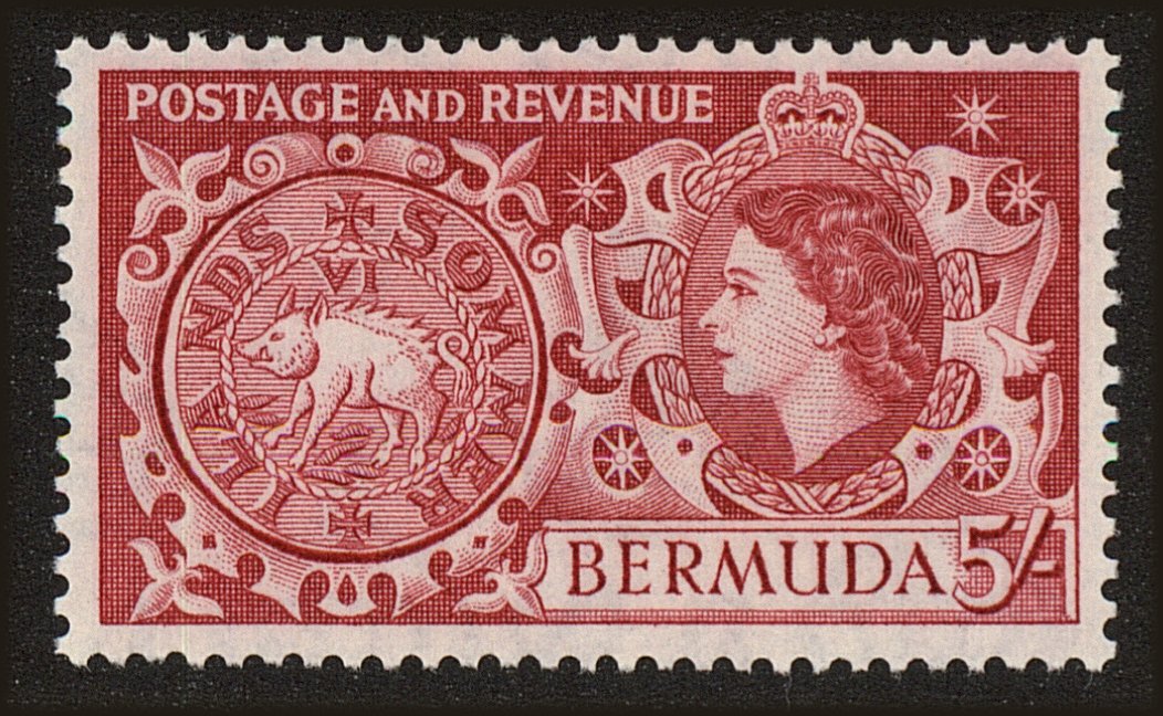 Front view of Bermuda 160 collectors stamp