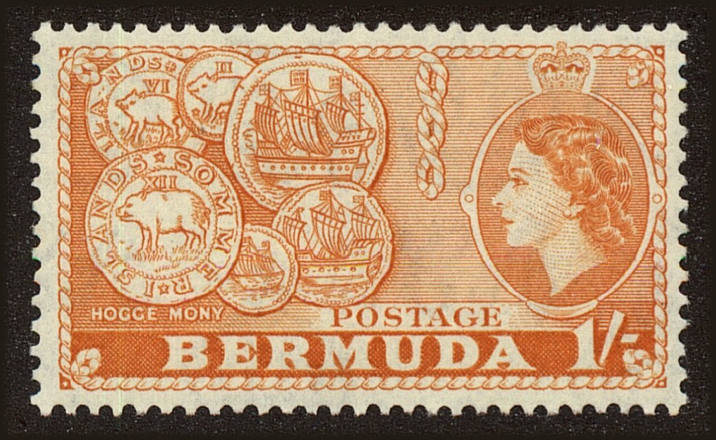 Front view of Bermuda 155 collectors stamp