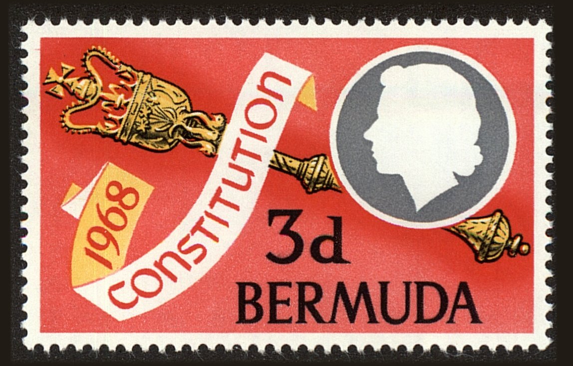 Front view of Bermuda 222 collectors stamp