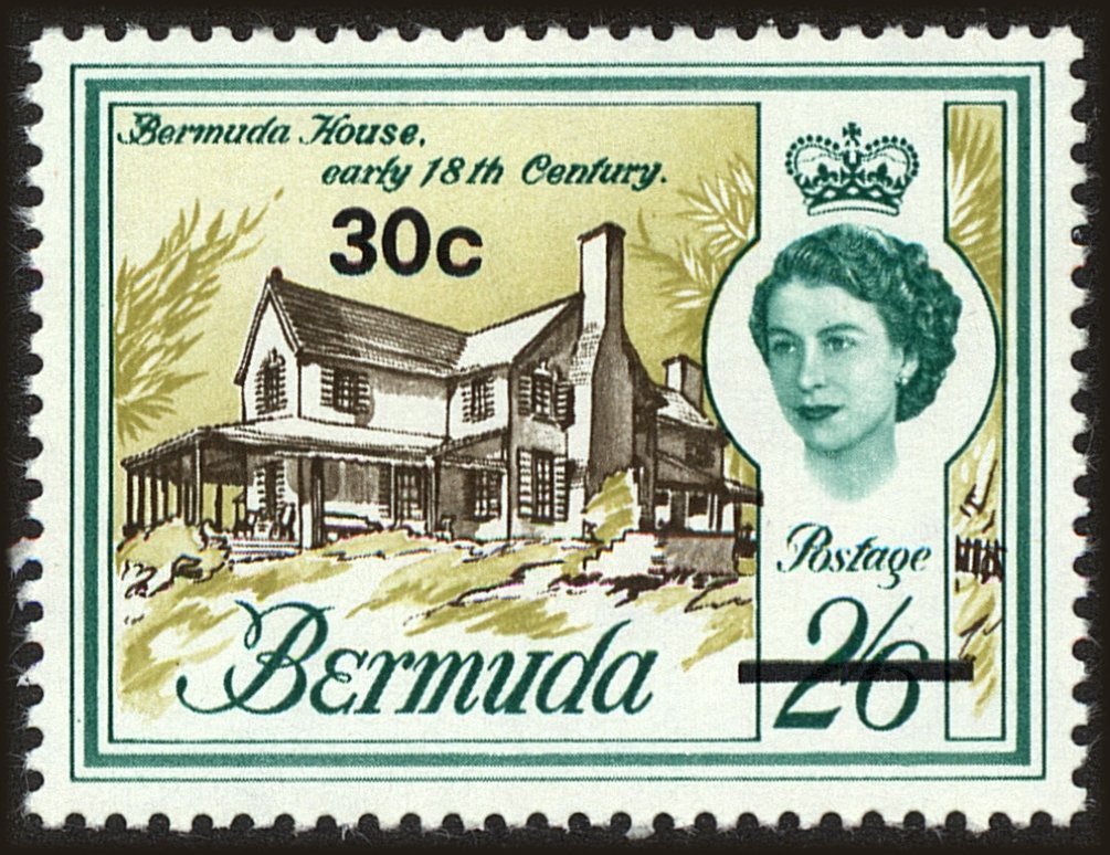 Front view of Bermuda 250 collectors stamp