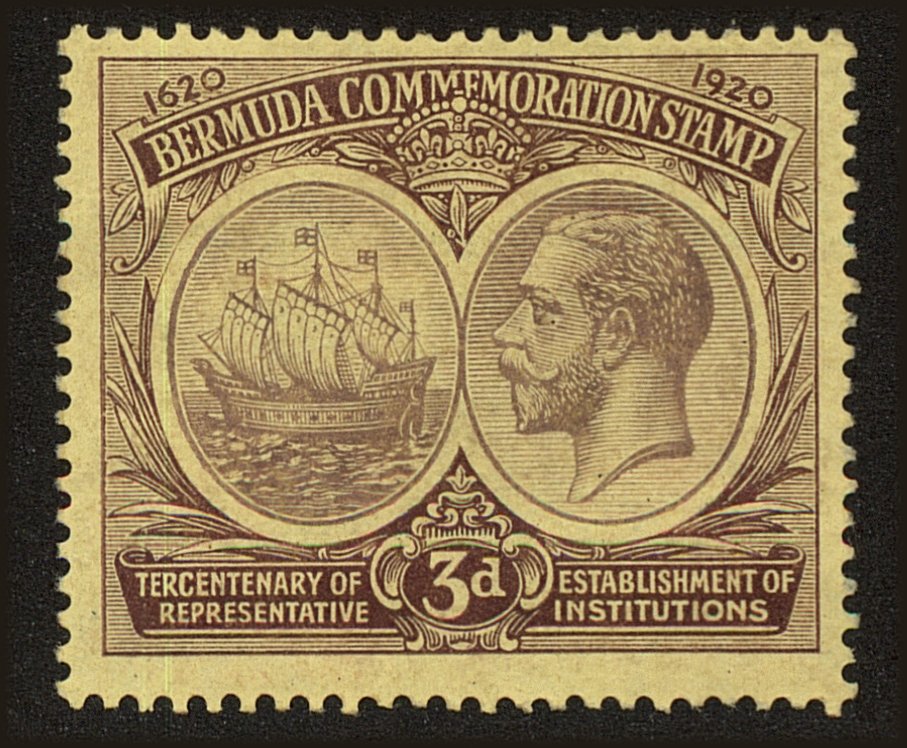 Front view of Bermuda 58 collectors stamp