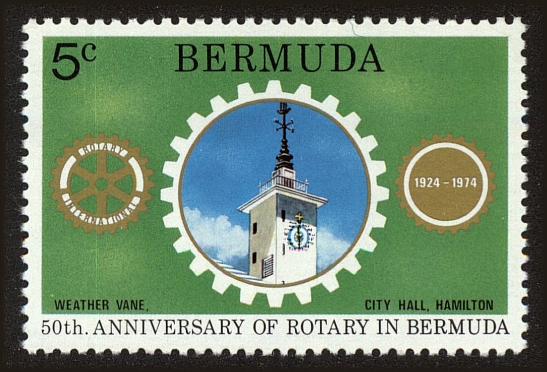 Front view of Bermuda 308 collectors stamp