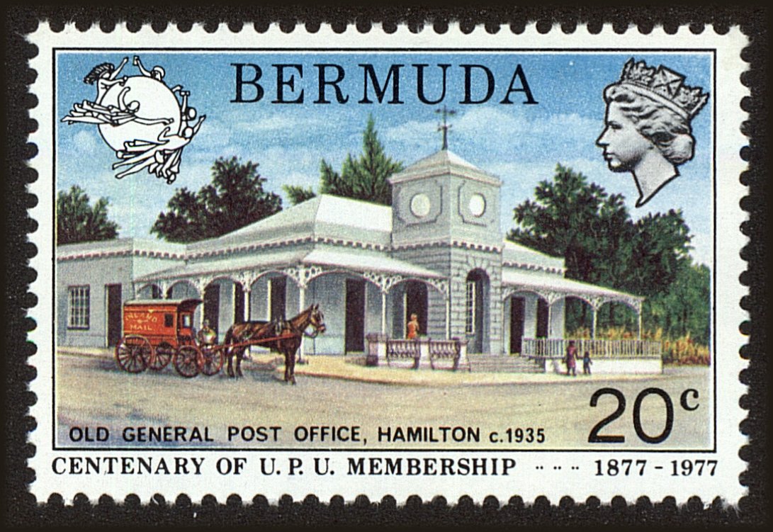 Front view of Bermuda 353 collectors stamp