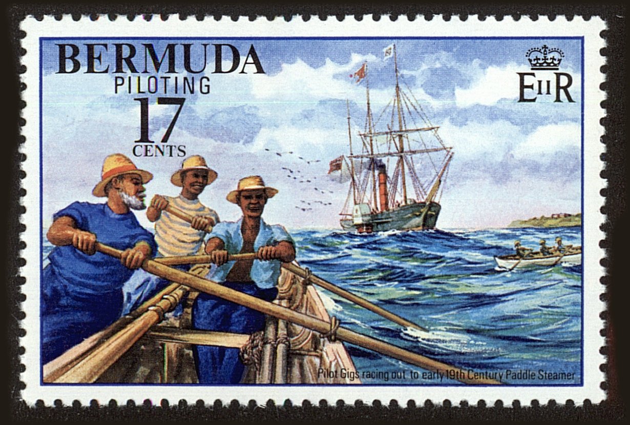 Front view of Bermuda 357 collectors stamp