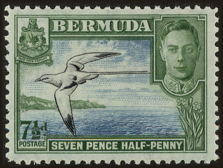 Front view of Bermuda 121D collectors stamp