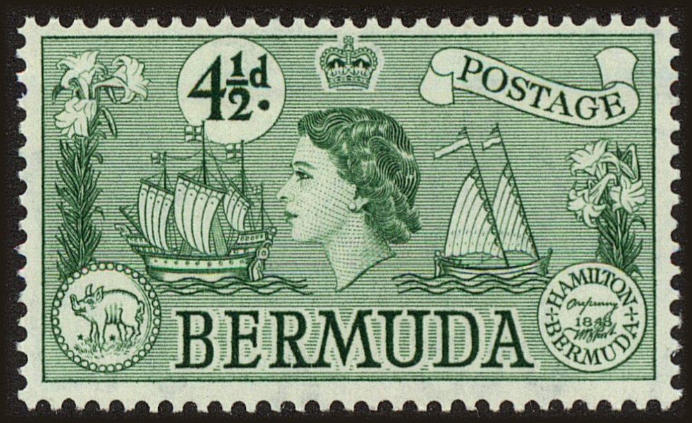 Front view of Bermuda 151 collectors stamp