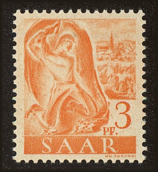 Front view of Saar 156 collectors stamp