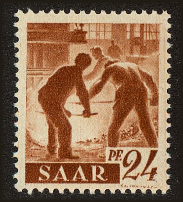 Front view of Saar 163 collectors stamp