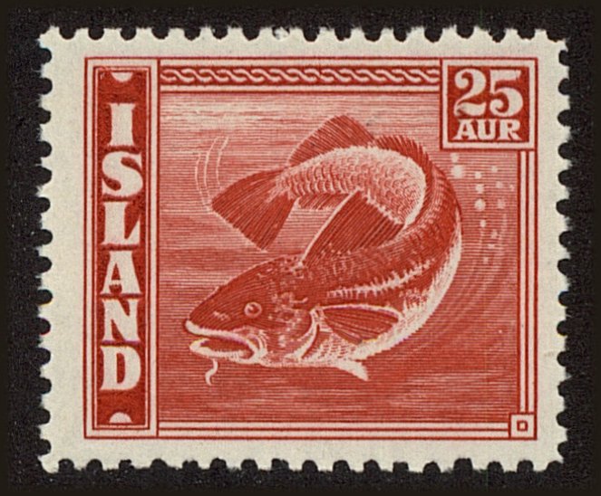 Front view of Iceland 224b collectors stamp