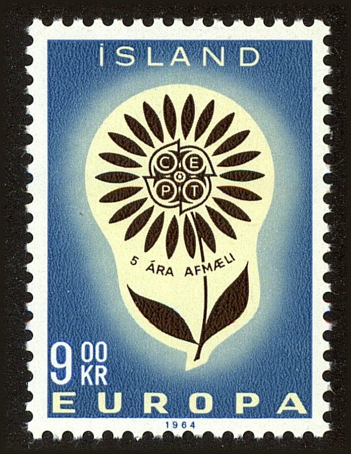 Front view of Iceland 368 collectors stamp
