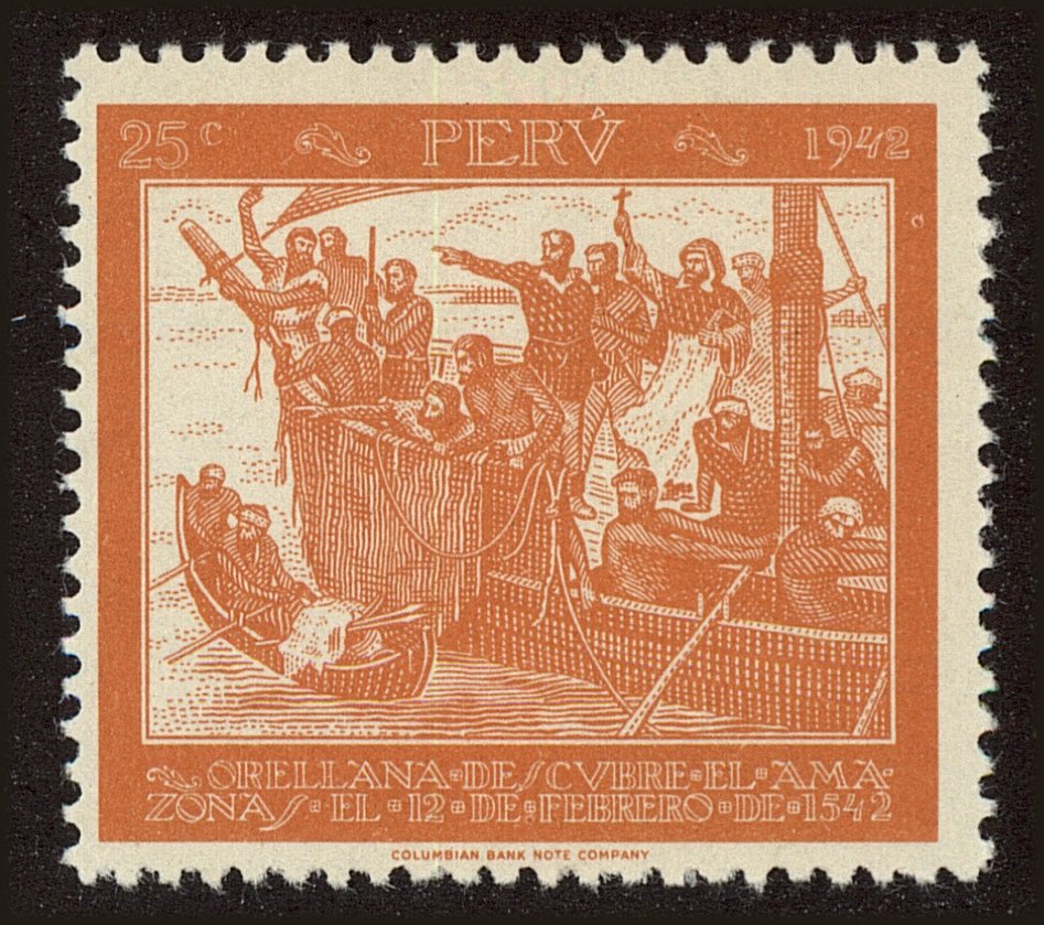 Front view of Peru 399 collectors stamp