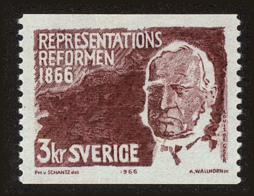 Front view of Sweden 702 collectors stamp