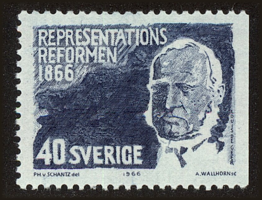Front view of Sweden 703 collectors stamp