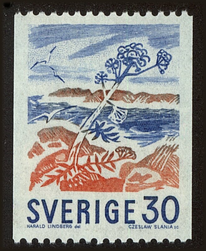 Front view of Sweden 743 collectors stamp