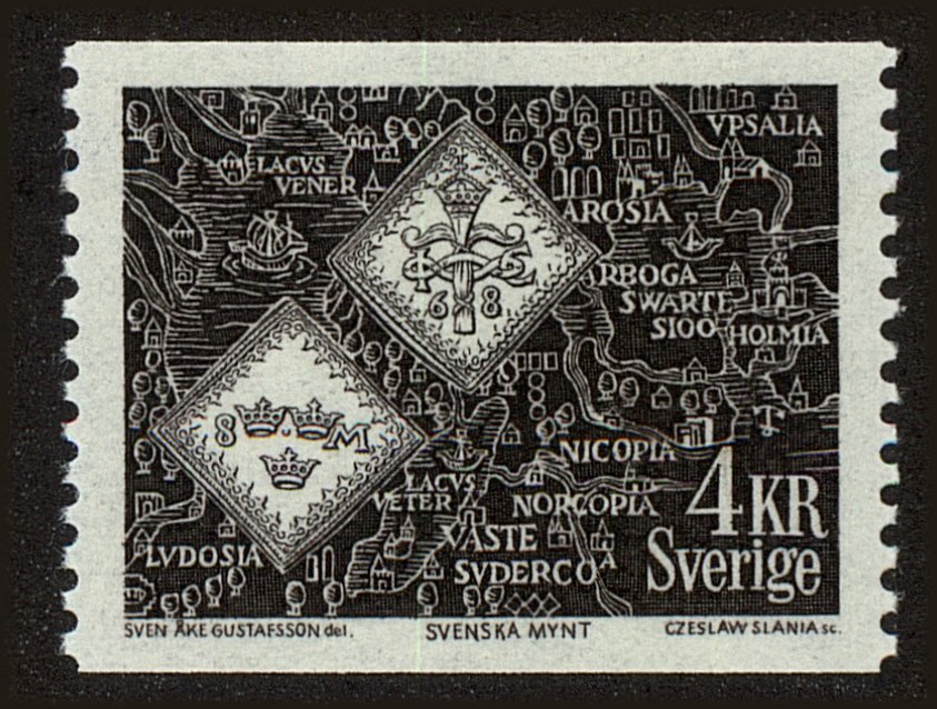 Front view of Sweden 754 collectors stamp