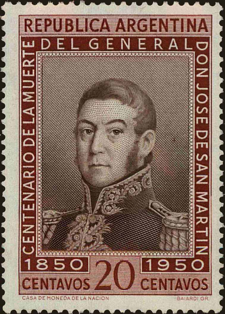 Front view of Argentina 588 collectors stamp