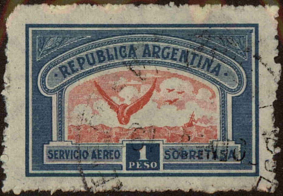 Front view of Argentina C15 collectors stamp