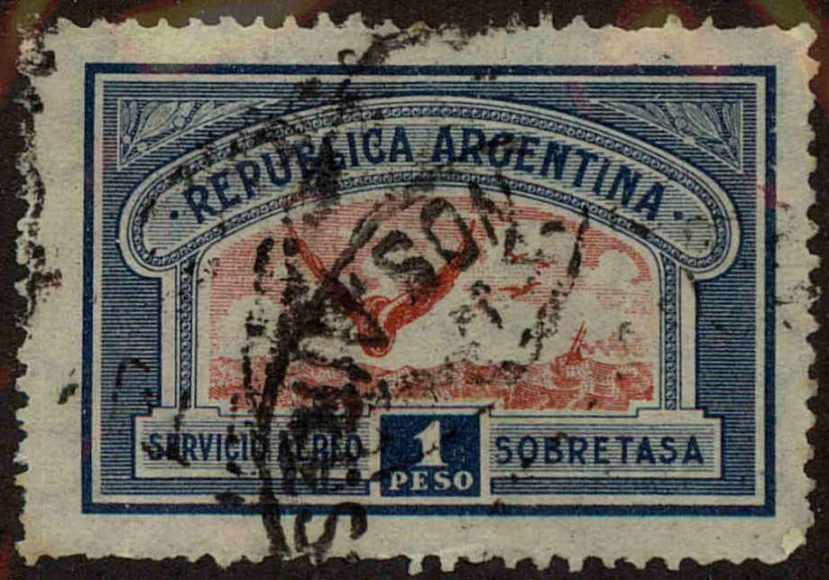 Front view of Argentina C15 collectors stamp