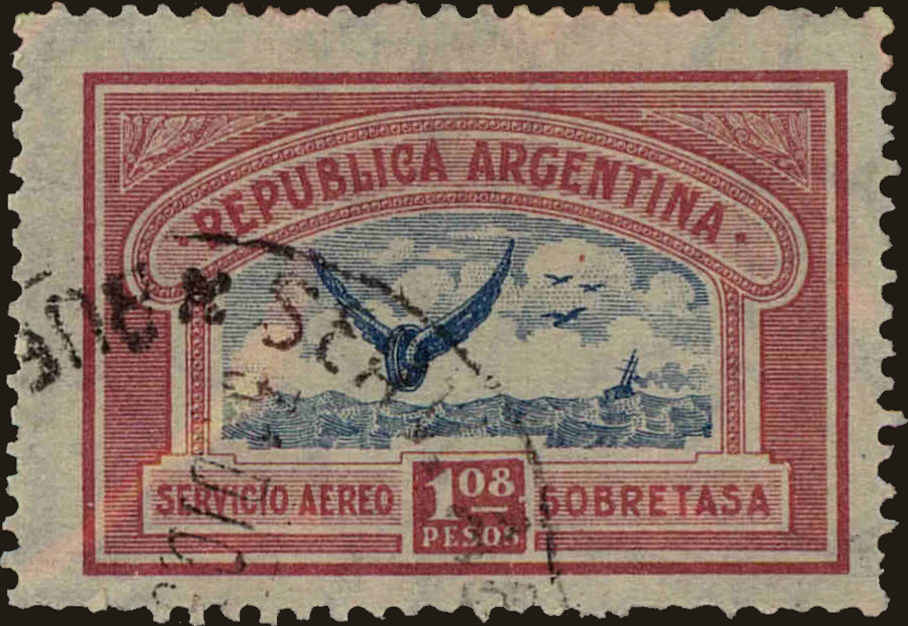 Front view of Argentina C16 collectors stamp