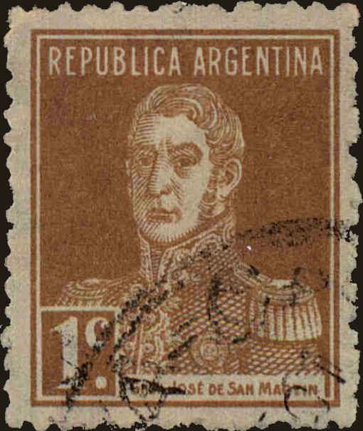 Front view of Argentina 324A collectors stamp