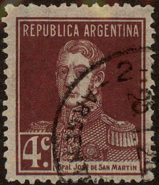 Front view of Argentina 327A collectors stamp