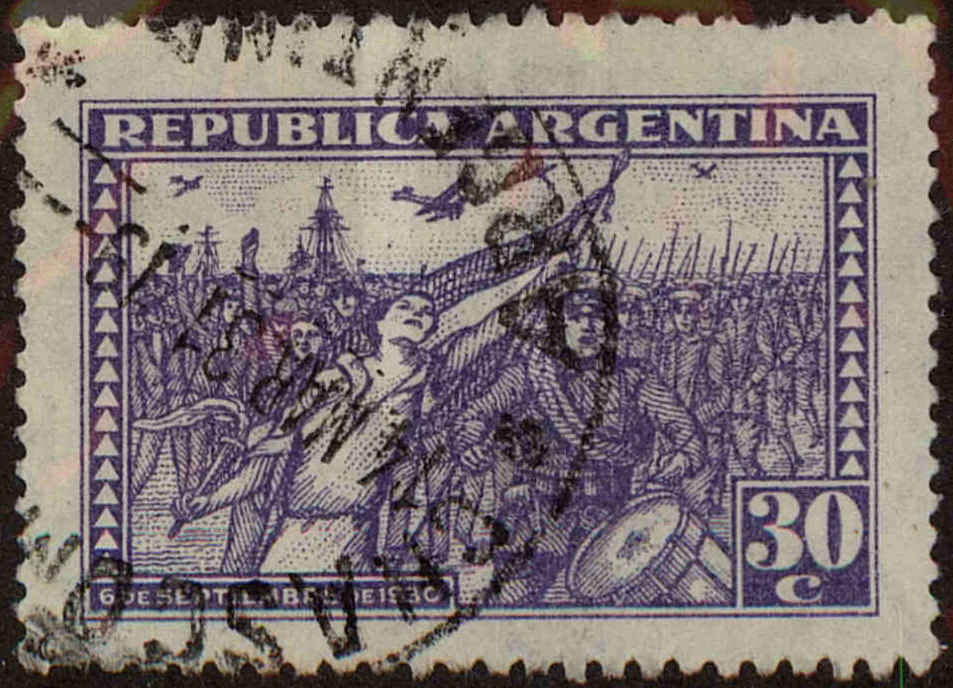 Front view of Argentina 385 collectors stamp