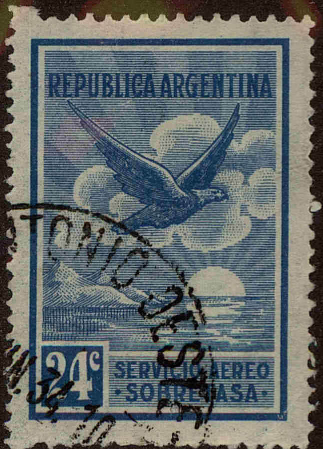 Front view of Argentina C6 collectors stamp