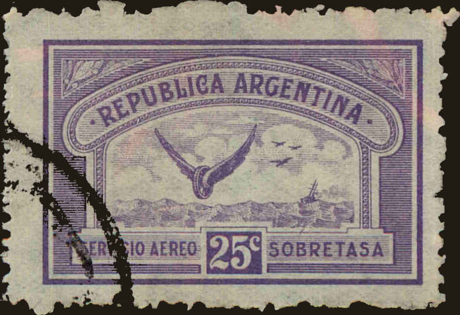 Front view of Argentina C7 collectors stamp