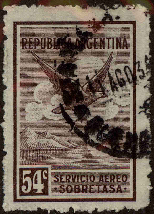 Front view of Argentina C12 collectors stamp