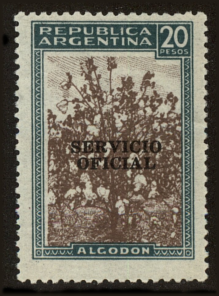 Front view of Argentina O67 collectors stamp