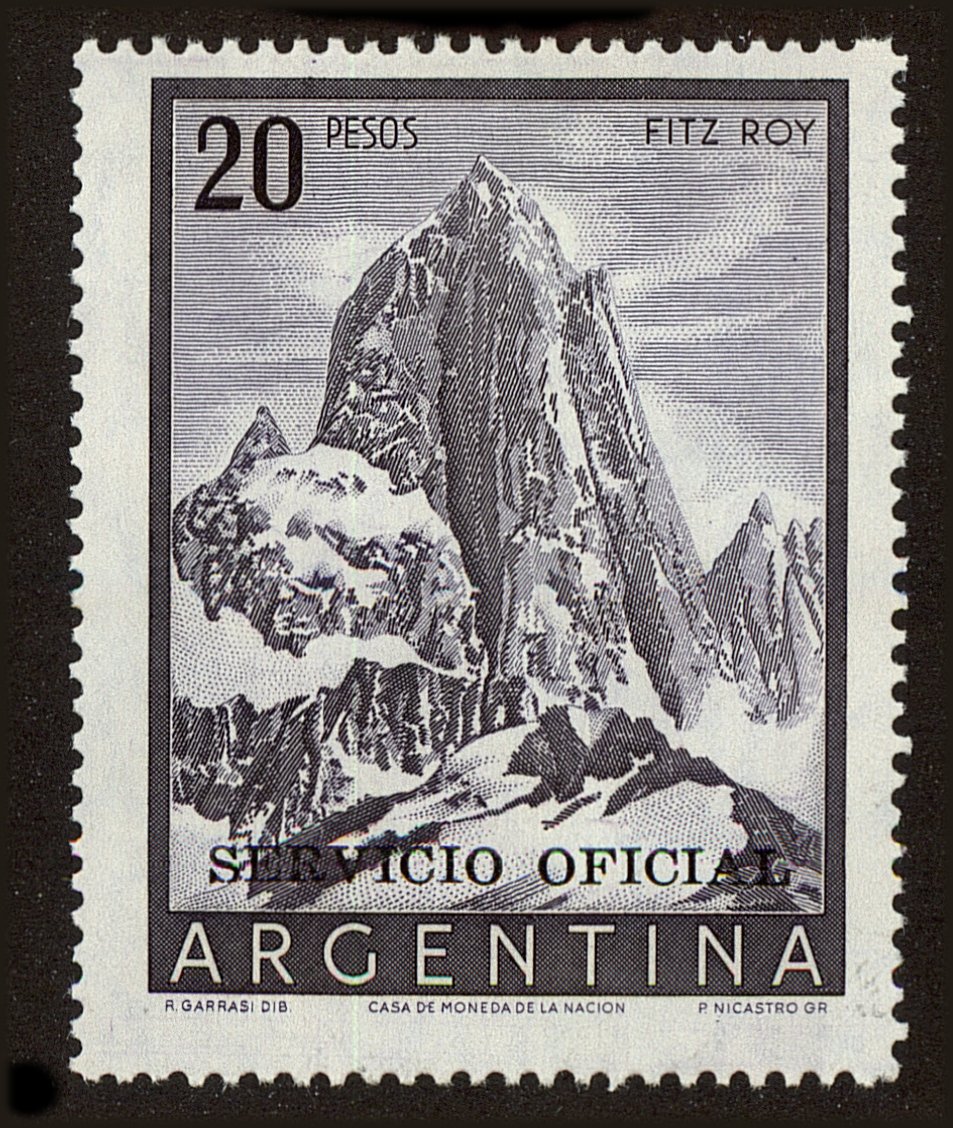 Front view of Argentina O105 collectors stamp
