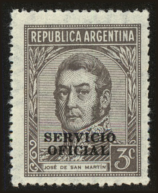 Front view of Argentina O40 collectors stamp