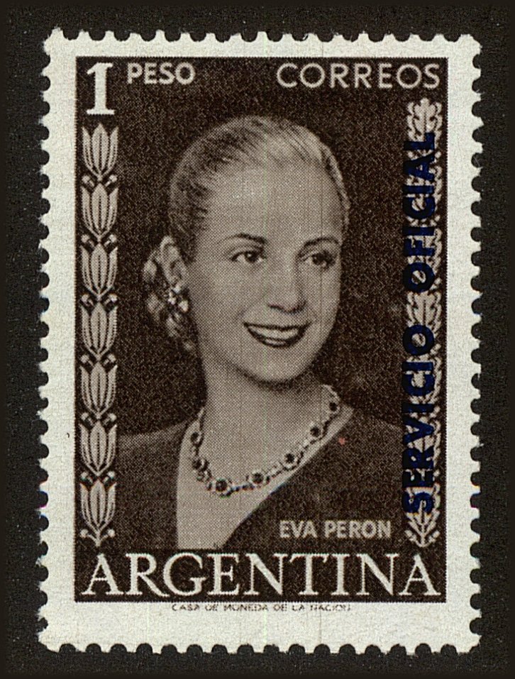 Front view of Argentina O86 collectors stamp