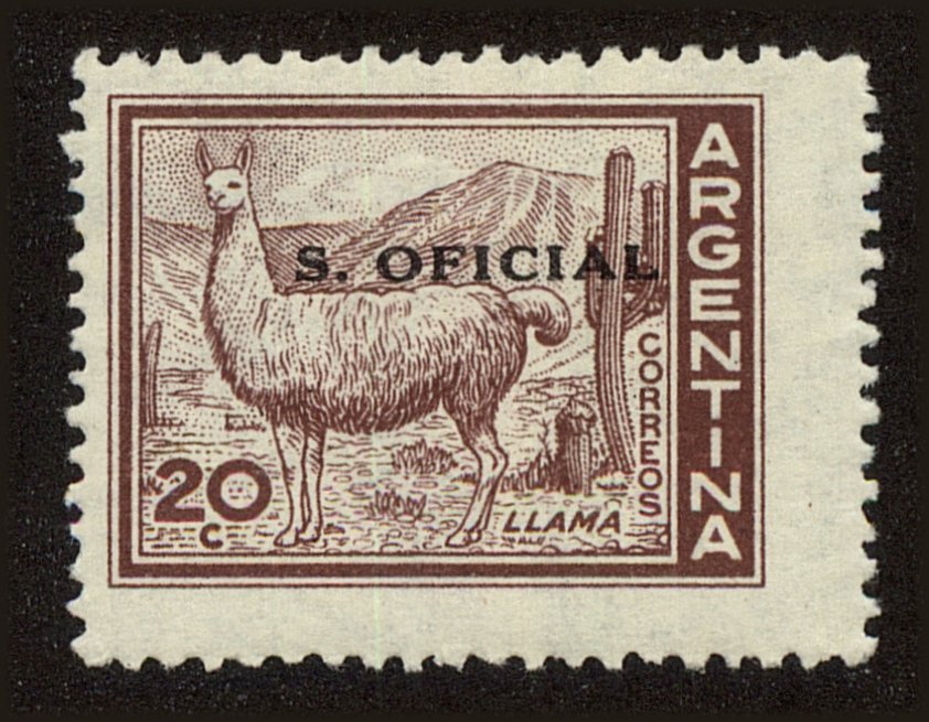 Front view of Argentina O114 collectors stamp