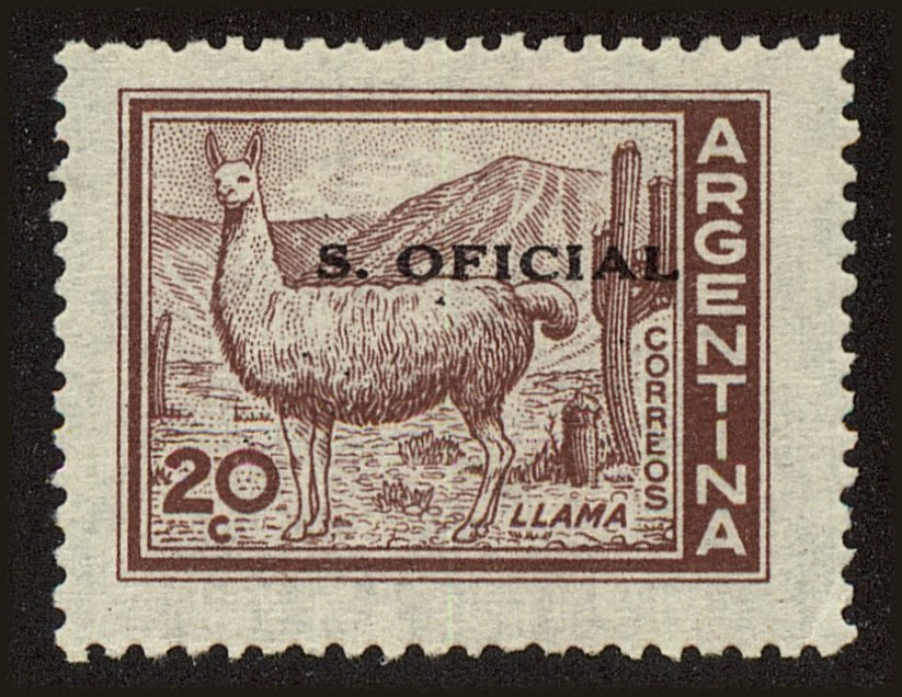 Front view of Argentina O114 collectors stamp