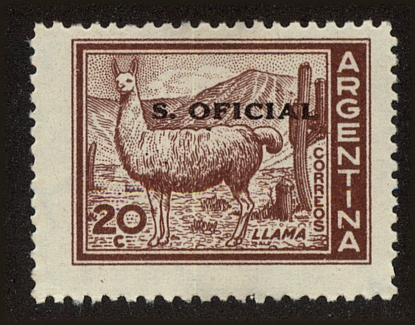 Front view of Argentina O114 collectors stamp