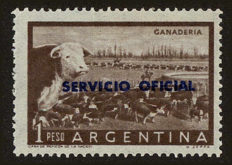 Front view of Argentina O99 collectors stamp