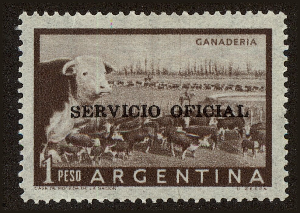 Front view of Argentina O94 collectors stamp