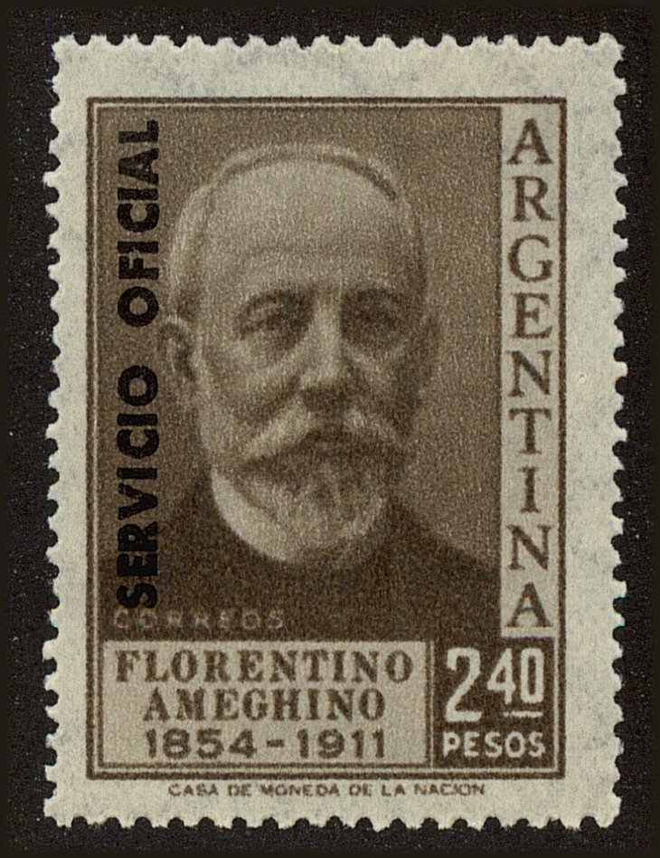 Front view of Argentina O110 collectors stamp