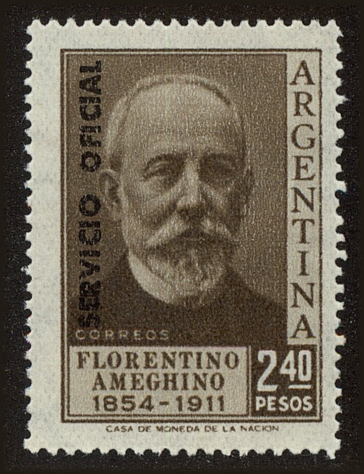 Front view of Argentina O110 collectors stamp