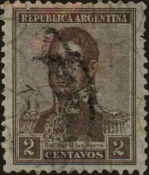 Front view of Argentina 318A collectors stamp