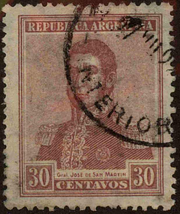 Front view of Argentina 333A collectors stamp