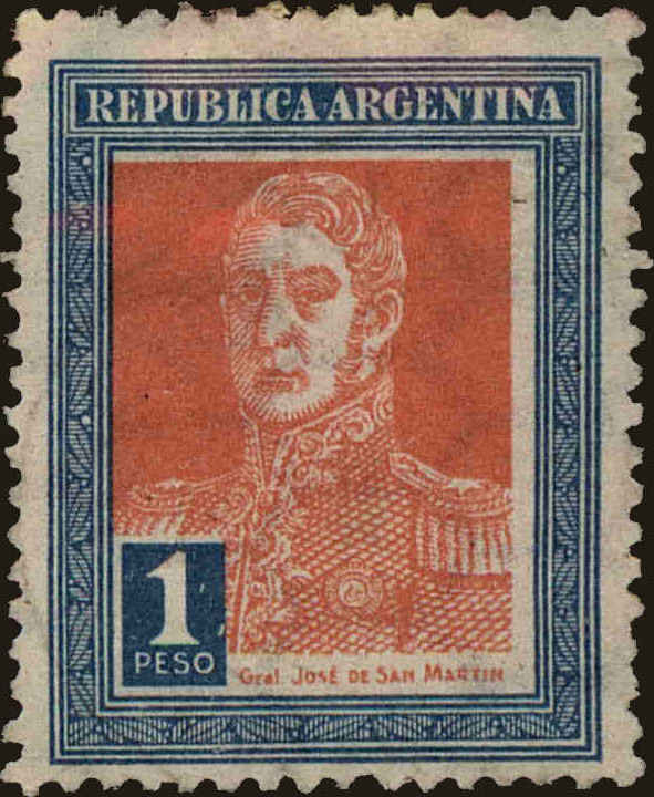 Front view of Argentina 335 collectors stamp