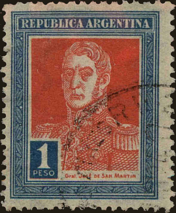Front view of Argentina 335 collectors stamp