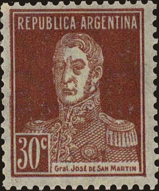 Front view of Argentina 351a collectors stamp