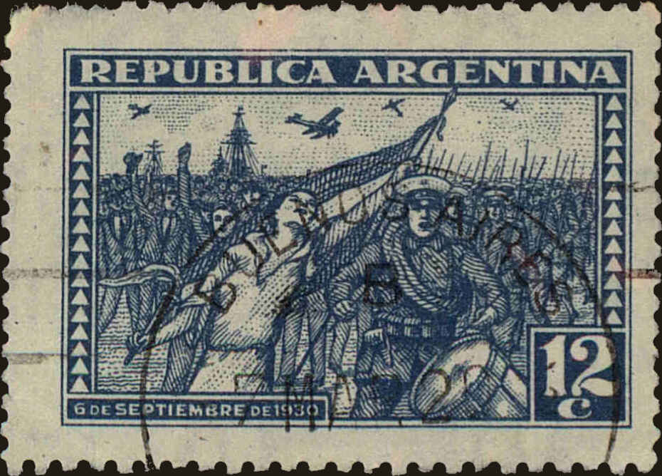 Front view of Argentina 381 collectors stamp