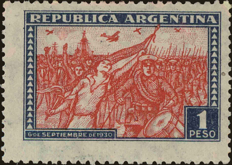 Front view of Argentina 387 collectors stamp