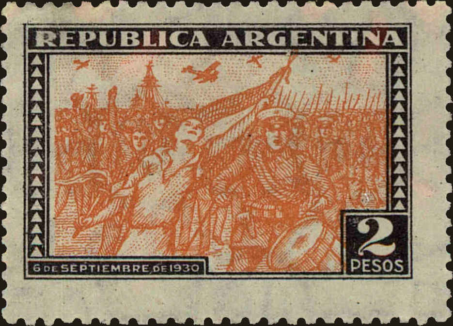 Front view of Argentina 388 collectors stamp